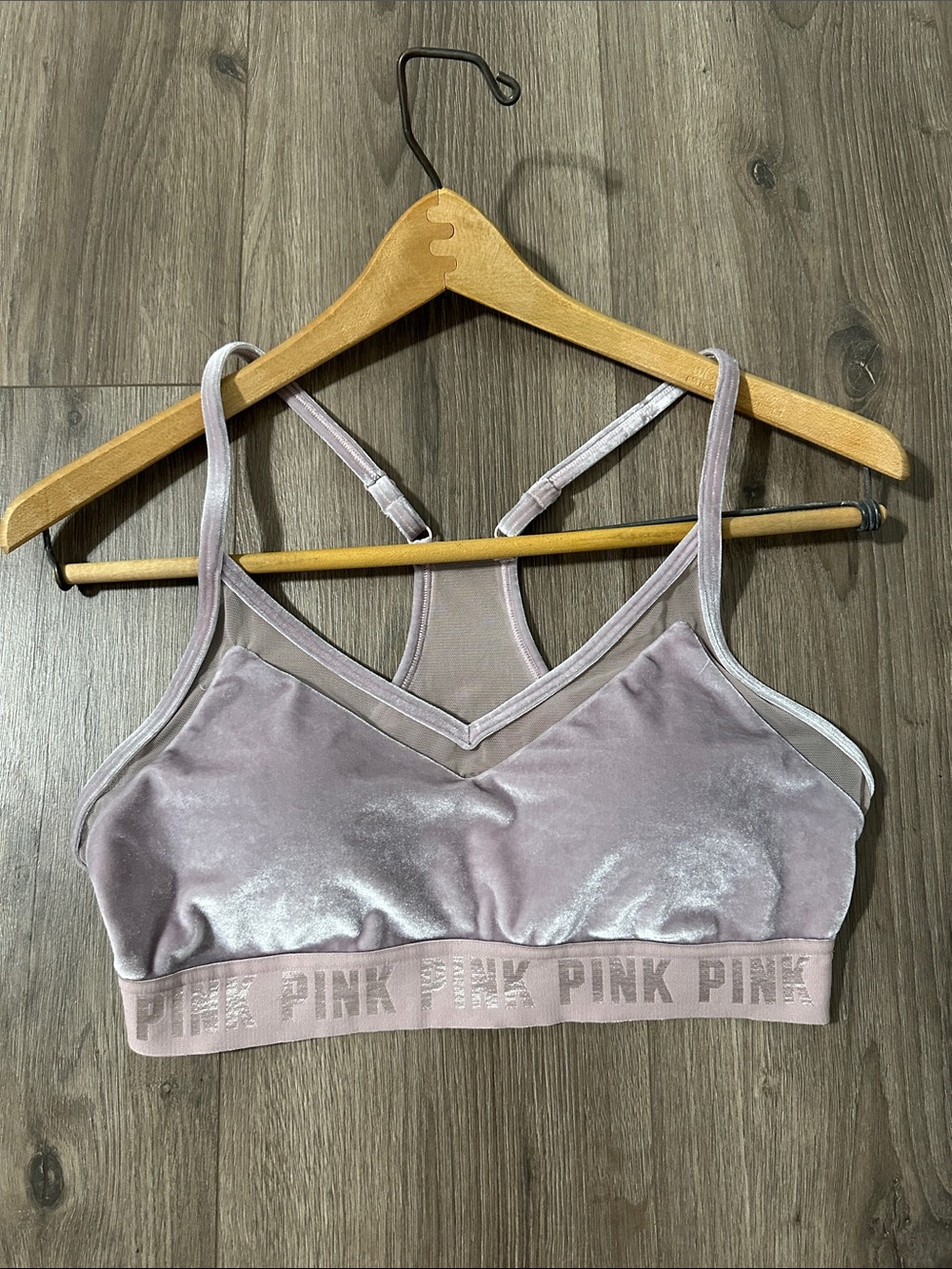 PINK Victoria's Secret Velvet Sports Bralette Bra Mauve Light Pink Ultimate